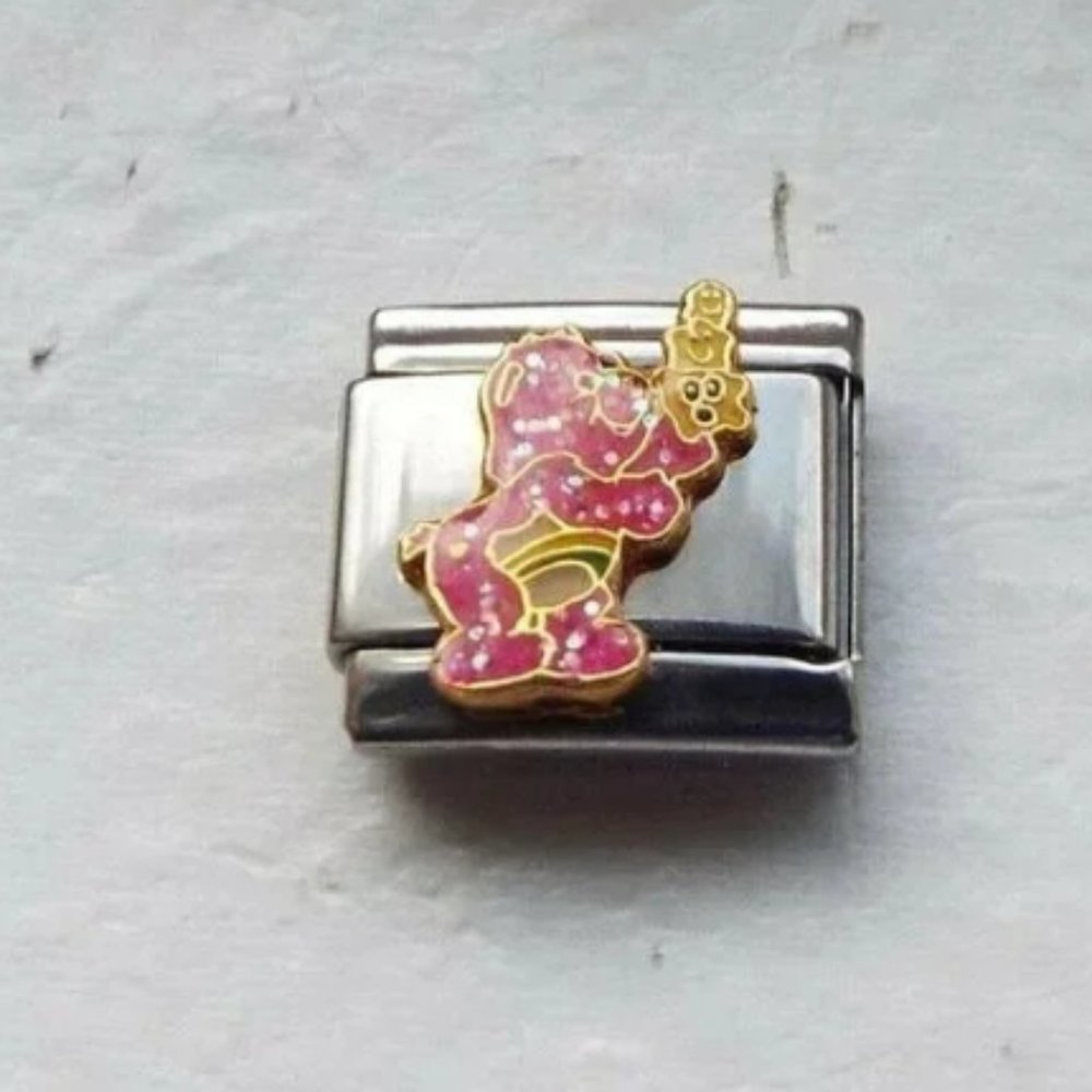 Cheer Bear Care Bear enamel 9mm stainless steel Italian charm bracelet link new
